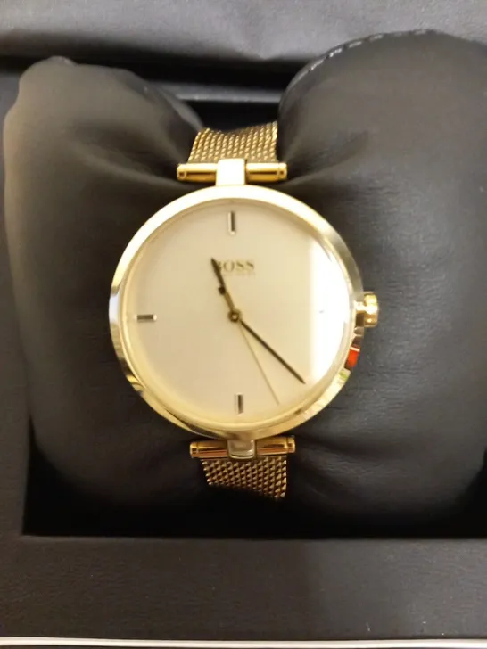 HUGO BOSS MAJESTY LIGHT YELLOW GOLD MESH WRIST WATCH