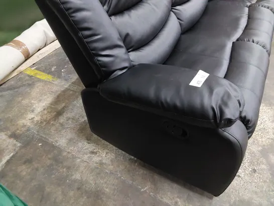 DESIGNER MANUAL RECLINING THREE SEATER SOFA BLACK LEATHER 