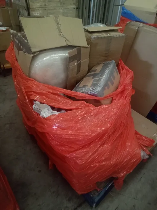 PALLET OF ASSORTED ITEMS INCLUDING BLOW UP MATTRESS, AIR MULTIPLIER TOWER FAN, EASY IRRIGATION SYSTEM AND SMALL MATTRESS