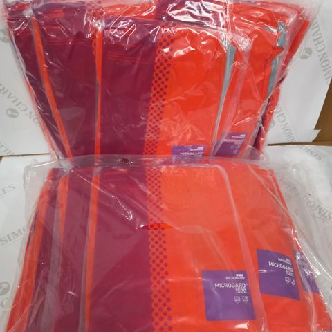 LOT OF APPROX 30 BRAND NEW MICROGUARD 1500 COVER ALLS - ORANGE/RED HI VIS TAPE - SMALL