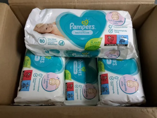 BOX CONTAINING 15 80-PACKS OF  PAMPERS SENSITIVE WIPES