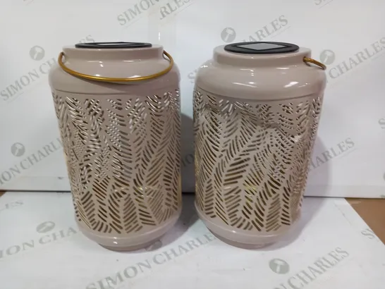 GARDEN REFLECTIONS SET OF 2 PATTERNED SOLAR LANTERNS