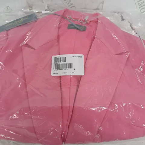 RUTH LANGSFORD BUTTON FRONT BLAZER IN CANDY PINK - SIZE 10