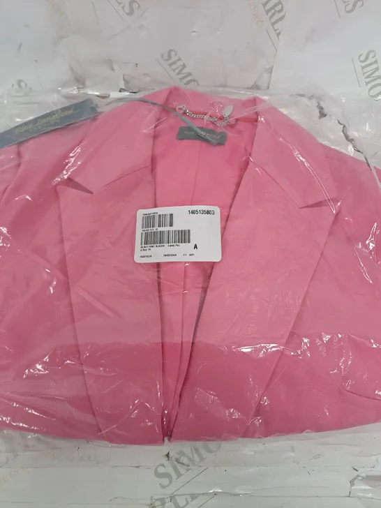 RUTH LANGSFORD BUTTON FRONT BLAZER IN CANDY PINK - SIZE 10