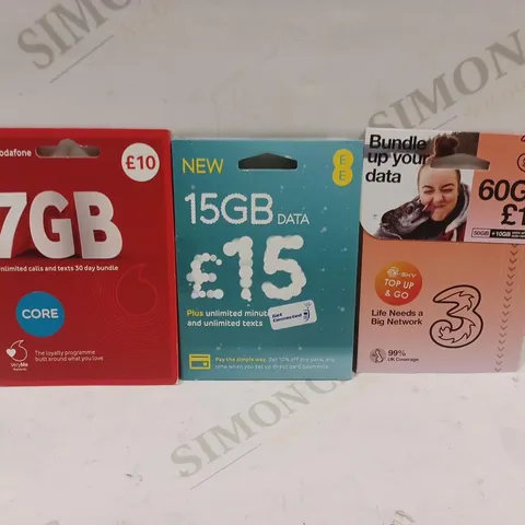 LARGE QUANTITY OF ASSORTED SIM CARDS FROM VARIOUS NETWORKS TO INCLUDE 3, VODAFONE, 02 ETC 