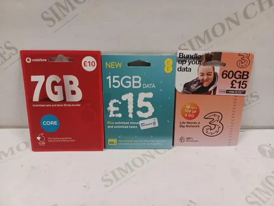 LARGE QUANTITY OF ASSORTED SIM CARDS FROM VARIOUS NETWORKS TO INCLUDE 3, VODAFONE, 02 ETC 