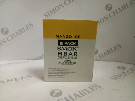 BOXED AND SEALED MANGO ICE 10 PACK SMOK M BAR DISPOSABLE 20MG SALT NICOTINE VAPES