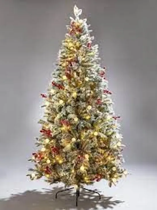 BOXED 7FT VERMONT FLOCKED PRE-LIT MIXED TIPS CHRISTMAS TREE COLLECTION ONLY  RRP £249.99