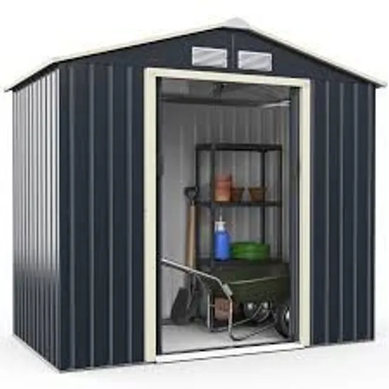 BOXED COSTWAY LARGE UTILITY STORAGE HOUSE WITH SLIDING DOOR - GREY (4 BOXES)