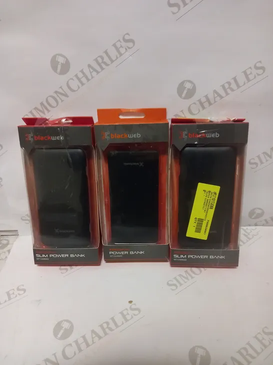 LOT TO CONTAIN 3 X ASSORTED BLACKWEB POWER BANKS