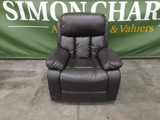 DESIGNER DARK BROWN FAUX LEATHER MANUAL RECLINER CHAIR