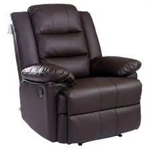 BOXED DESIGNER LOXLEY BROWN LEATHER MANUAL RECLINING EASY CHAIR (1 BOX)