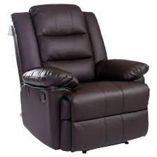 BOXED DESIGNER LOXLEY BROWN LEATHER MANUAL RECLINING EASY CHAIR (1 BOX)