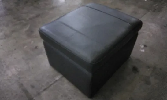 DESIGNER CHARCOAL GREY LEATHER STORAGE FOOTSTOOL