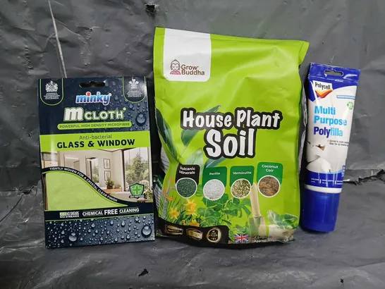 BOX OF APPROXIMATELY 12 ASSORTED ITEMS TO INCLUDE - POLYCELL, HOUSE PLANT SOIL , MINKY  CLOTH ETC