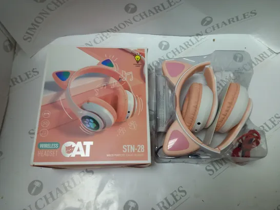 BOXED CAT WIRELESS GAMING  HEADSET IN PINK, - MODEL STN-28 - WITH CABLES AND INSTRUCTIONS