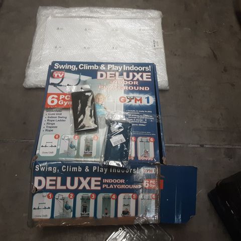 PALLET OF ASSORTED PRODUCTS TO INCLUDE; DEKUXEINDOOR PLAYGROUND, PHONE CASES, WHITE BOARD AND CAMPING MAT