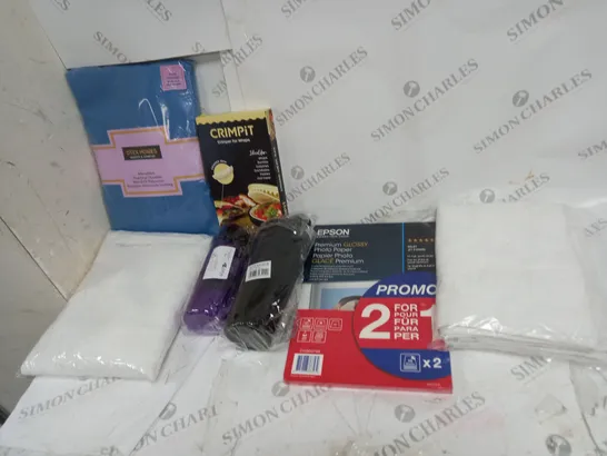 LOT OF APROXIMATELY 15 ASSORTED HOUSEHOLD ITEMS TO INCLUDE CRIMPITS, WATER BOTTLES AND EPSON PHOTO PAPER