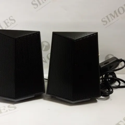 BOXED BLACK WIRED DESKTOP SPEAKERS