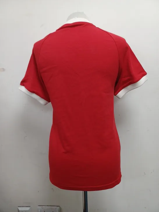 ADIDAS RED & BLUE THICK T-SHIRT SIZE SMALL 