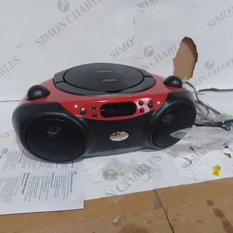 POLAROID BLUETOOTH CD BOOMBOX BLACK/RED