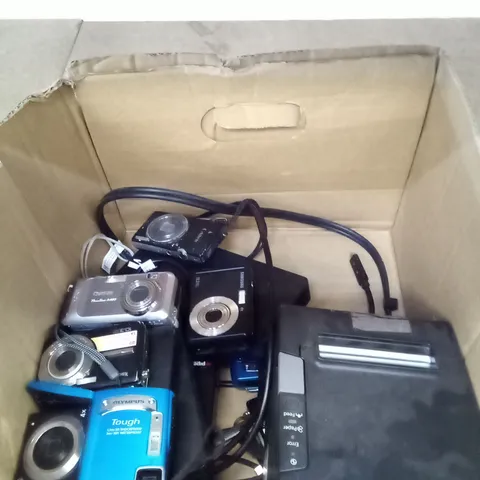 BOX OF CAMERAS AND RECIEPT MACHINE 