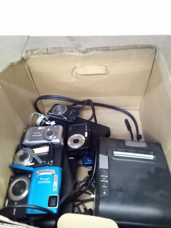 BOX OF CAMERAS AND RECIEPT MACHINE 