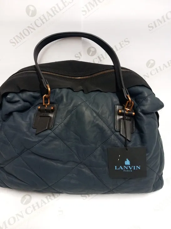 LANVIN NAVY LAMBSKIN BOWLING BAG