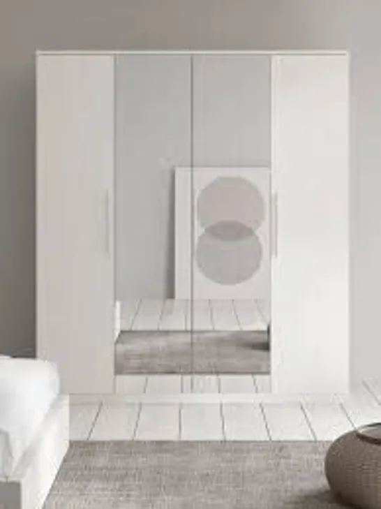 BOXED PRAGUE 4-DOOR WARDROBE IN WHITE GLOSS - 5 BOXES