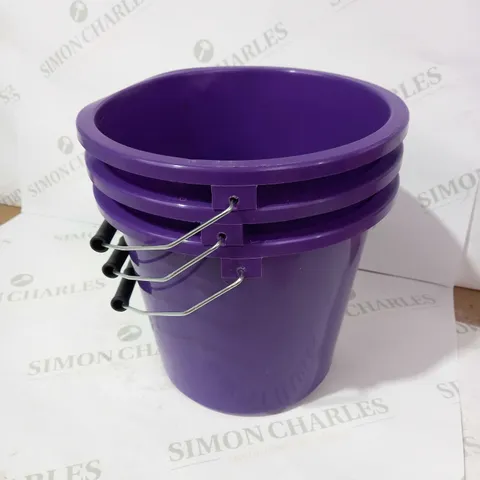 SET OF THREE PURPLE BUCKETS