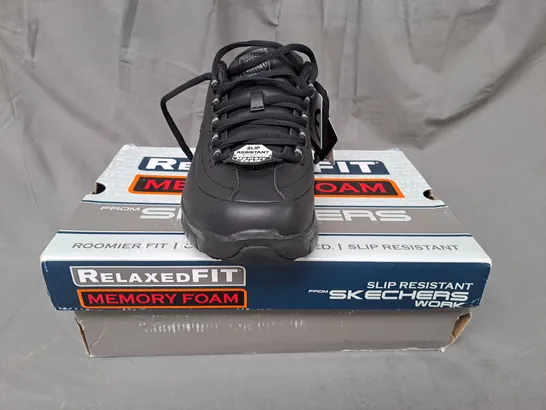 BOXED PAIR OF SKECHERS SLIP-RESISTANT SHOES IN BLACK UK SIZE 8