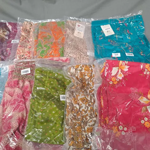 BOX OF APPROX 10 PAIRS OF TROUSERS IN ASSORTED COLOURS AND SIZES