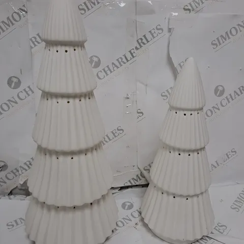 BOXED K BY KELLY HOPPEN SET OF 2 LARGE CERAMIC LIGHT UP ORNAMENTS