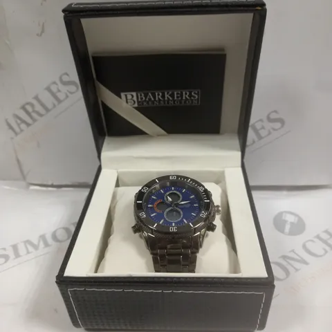 BOXED BARKERS OF KENSINGTON PREMIER SPORT BLUE DIAL WATCH 