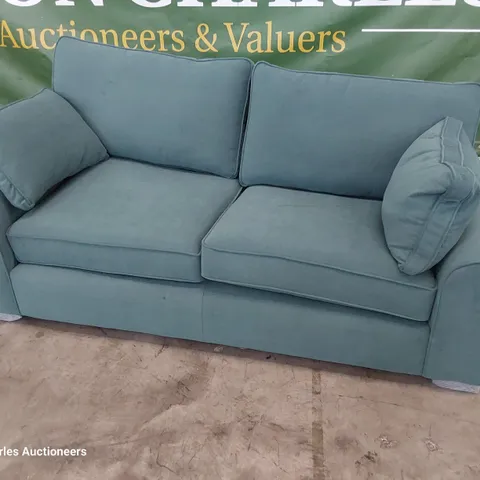 QUALITY BRITISH DESIGNER LOUNGE Co. JOSIE SNUGGLER/2.5 SEATER SOFA TURQUOISE PLUDH FABRIC