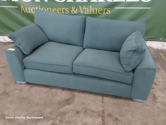 QUALITY BRITISH DESIGNER LOUNGE Co. JOSIE SNUGGLER/2.5 SEATER SOFA TURQUOISE PLUDH FABRIC