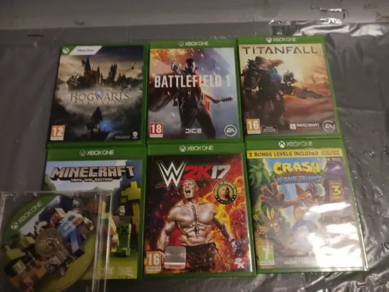 LOT OF 7 ASSORTED XBOX ONE GAMES TO INCLUDE HOGWARTS LEGACY AND BATTLEFIELD 1