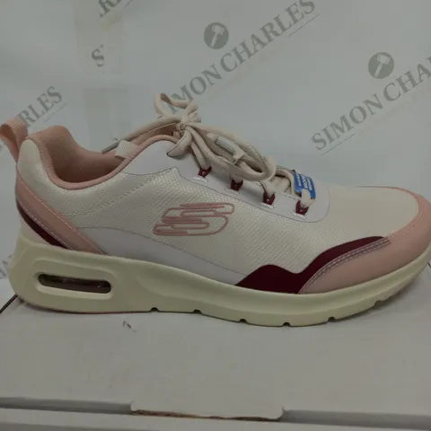 BOXED PAIR OF SKECHERS AIR COURT TRAINERS IN PINK & WHITE SIZE 6.5