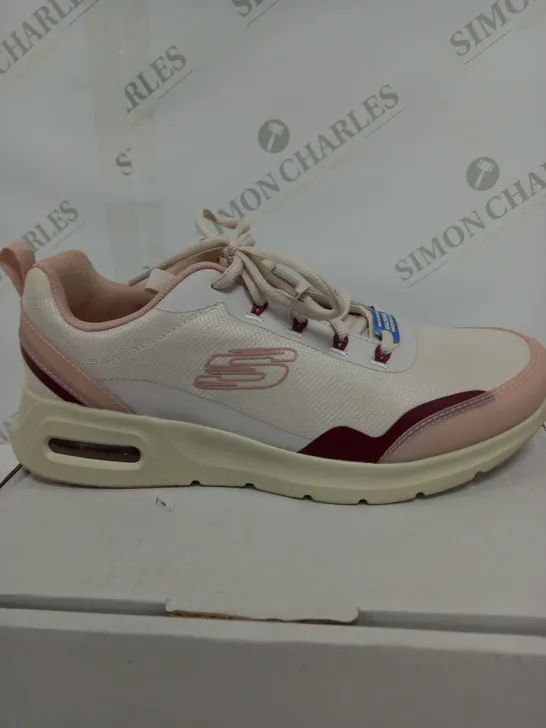 BOXED PAIR OF SKECHERS AIR COURT TRAINERS IN PINK & WHITE SIZE 6.5