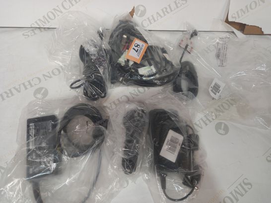 BOX OF APPROXIMATELY 6 ASSORTED HOUSEHOLD ITEMS TO INCLUDE AC ADAPTER, USB CABLE, ETC