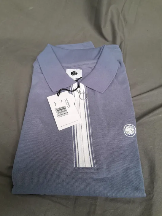 PRETTY GREEN LIGHT BLUE POLO QUARTER ZIP - LARGE