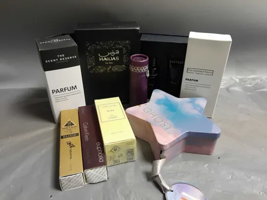 BOX OF APPROXIMATELY 8 ASSORTED BOXED FRAGRANCES TO INCLUDE - CALVIN KLEIN EUPHORIA TESTER - THE ESSENCE VAULT PARFUM - PACO RABANNE 1 MILLION ELIXIR TESTER - ETC