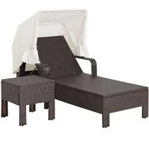 BOXED COSTWAY OUTDOOR CHAISE LOUNGE CHAIR AND TABLE SET WITH ADJUSTABLE BACKREST