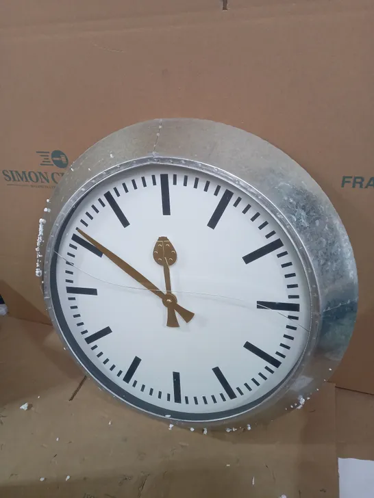 LARGE OUTDOOR GALVANISED STEEL CLOCK - WHITE FACE