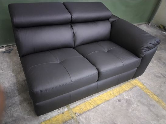 ITALIAN STYLE BLACK LEATHER SOFA SECTION WITH ADJUSTABLE HEADRESTS 