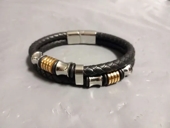 STEPHEN OLIVER TWO TONE LEATHER BRACELET