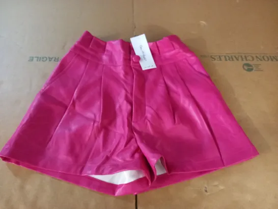 MISS SELFRIDGE FAUX LEATHER WAIST DETAIL SHORTS IN HOT PINK - UK 8