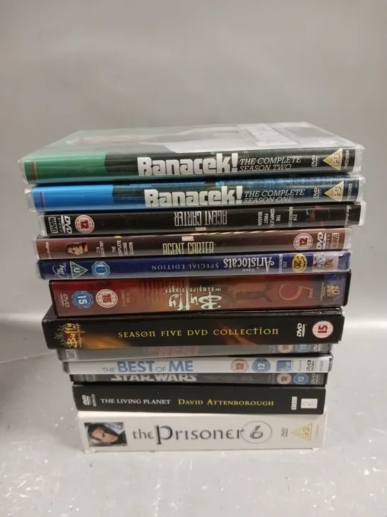 12 X ASSORTED DVD MOVIE & BOX SET DVDS TO INCLUDE STAR-WARS, THE LIVING PLANET, HEAT ETC 