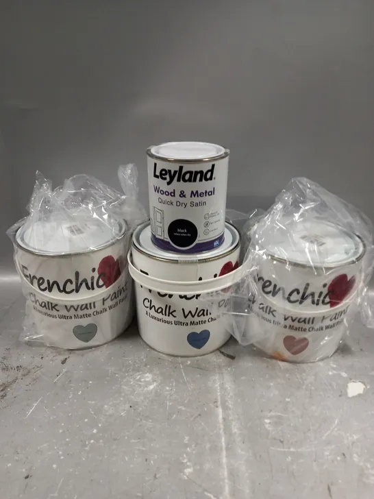 4 X SEALED ASSORTED PAINTS TO INCLUDE FRENCHIC CHALK WALL PAINT & QUICK DRY SATIN - COLLECTION ONLY 