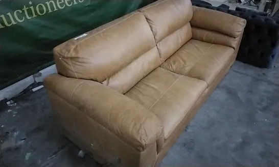 QUALITY RUST LEATHER 3 SEATER SOFA 